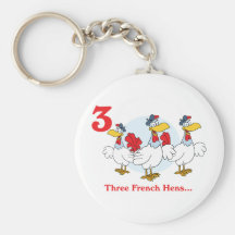 12 days three french hens keychains