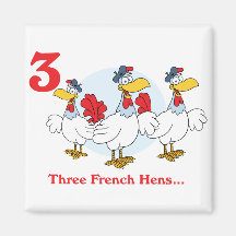 12 days three french hens magnets