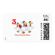 12 days three french hens postage stamps