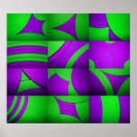12 Designs 1 Color Green & Purple Poster Print