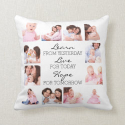 12 Family Photos and Inspirational Quote Throw Pillow