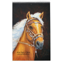12 horse paintings spiral bound by Nadine L. Meade Wall Calendar