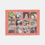 12 Photo Collage with Coral Background Fleece Blanket
