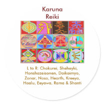 12 Reiki n Karuna Reiki Healing Designs Round Stickers