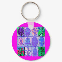 12 Reiki n Karuna Reiki Signs - Pink Border keychains