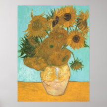 12 Sunflowers, van Gogh, Vintage Flowers Floral Poster