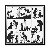 12 Vintage Pets in Silhouette magnets