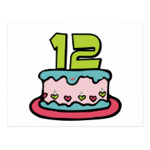 12 Year Old Birthday Cake Postcard