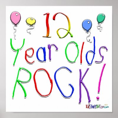 12 Year Olds Rock ! Print by BirthdaysRock