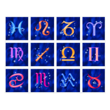 12 Zodiac signs and the constellations Post Cards