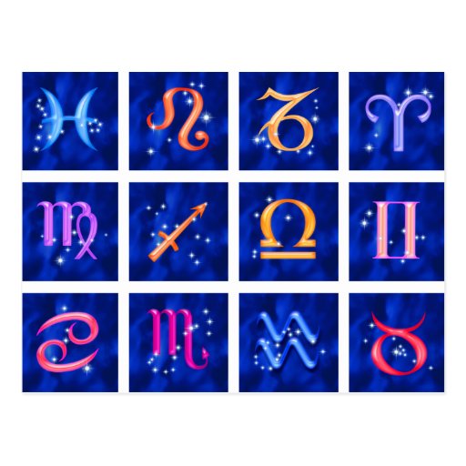 12 Zodiac signs and the constellations Postcard | Zazzle