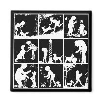 12a Vintage Pets in Silhouette magnets