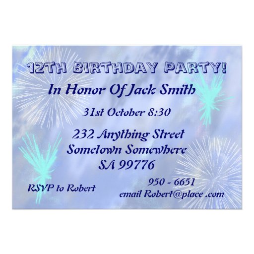 12th Birthday Party Invitation