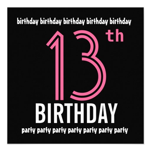 12th Birthday Party Invitation Template Pink Black