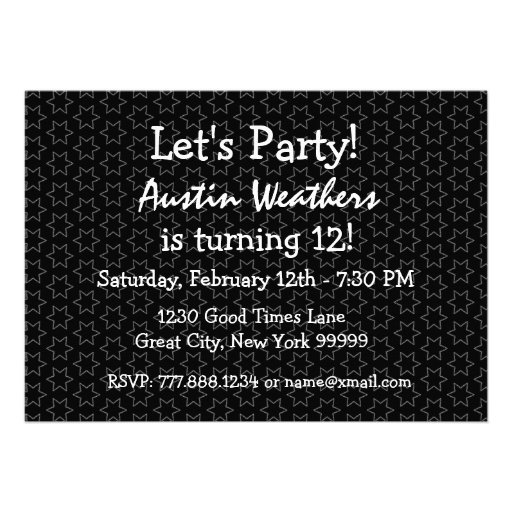 12th Birthday Party Modern Red Black and White Custom Announcement