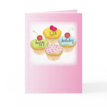12th Birthday Pink Cupcakes Greeting Card