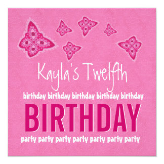 12th birthday invitation flowers pink custom name invitations announcements