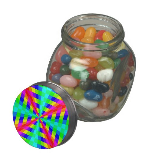 13090 OPTICAL ILLUSIONS COLORFUL SHAPES GROOVY DIG GLASS CANDY JAR 