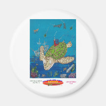 #131 8x10  Hitching a ride on a sea turtle Magnet