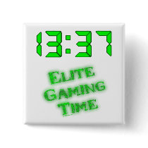 1337 Gaming Time Pinback Button
