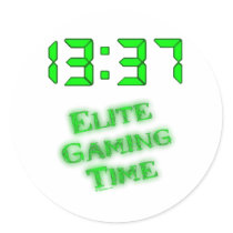 1337 Gaming Time Round Stickers