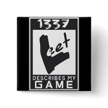 1337 Leet rating Pinback Buttons