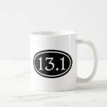 13.1 Half Marathon Black Oval Coffee Mugs