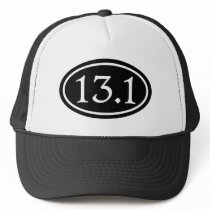 13.1 Half Marathon Black Oval Trucker Hats