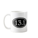 13.1 Half Marathon Black Oval Coffee Mugs