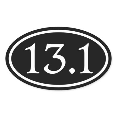 13.1 Half Marathon Black Oval Stickers by 262Tees