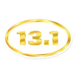 13.1 Half Marathon Gold Oval Oval Stickers