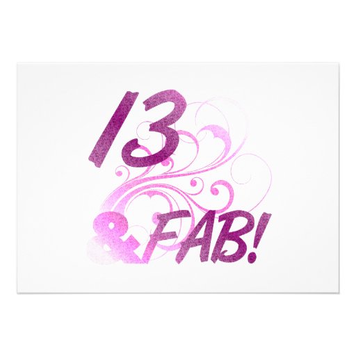 13 And Fabulous Birthday Personalized Invite