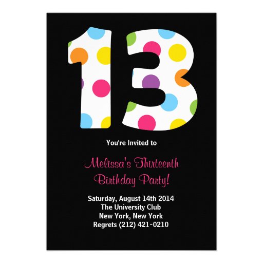 13 Birthday Party Invitation