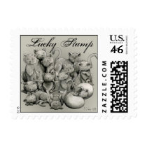 13 Black Cats Lucky Postage Stamp