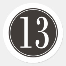 #13 Black Circle (front) Round Sticker