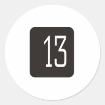 #13 Black Square Round Sticker