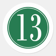 #13 Green Circle Round Sticker