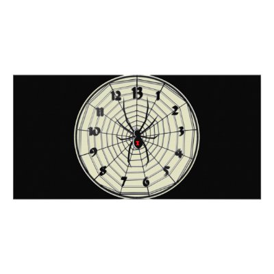 13 Hour Black Widow Clock in Frame Photo Cards by HalloweenSpirit