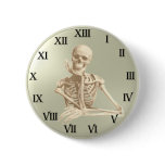 13 Hour Skeleton Clock Pinback Buttons