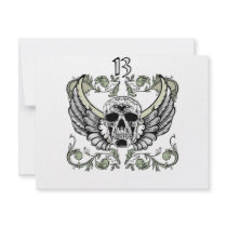 13 Hour Skull Clock Pattern invitations by HalloweenSpirit 13 Hour Skull Clock Pattern invitations