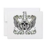 13 Hour Skull Clock Pattern Invitation