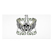 13 Hour Skull Clock Pattern Personalized Photo Card