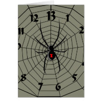 13 Hour Spiderweb Clock Greeting Card