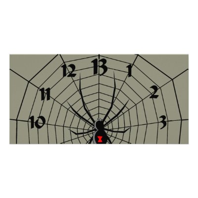 13 Hour Spiderweb Clock Photo Greeting Card by HalloweenSpirit
