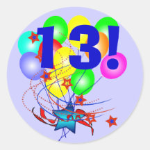 13 Or Any Age Birthday Balloons Round Stickers