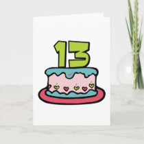 13 Year Old Birthday Cake cards by Birthday_Bash