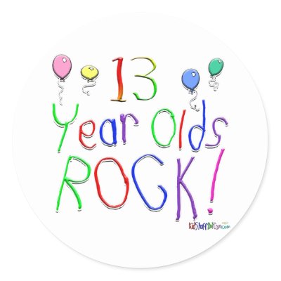 13 Year Olds Rock ! Sticker by BirthdaysRock