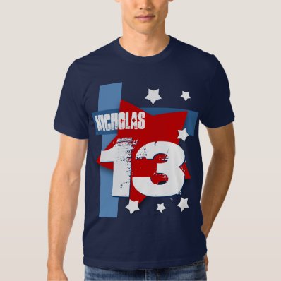 13th Birthday Custom Name RED WHITE BLUE V7 Tee Shirts