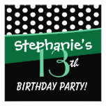 13th Birthday Cute Polka Dots for Girl Custom Announcements
