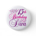 13th Birthday Diva button